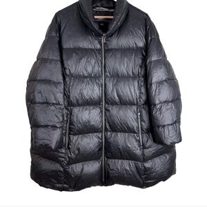 Lands End Black Down Puffer Coat 3XP Quilted Parka Plus 24W-26W Winter Gorpcore